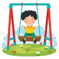 Funny Kid Playing In A Swing Royalty Free Stock Photo