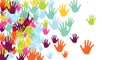 Funny kids handprints nursery games concept vector illustration. Kid