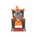 Funny king character sitting on the throne cartoon vector Illustration