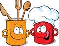 Funny kitchen pot character - pot vector