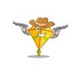 Funny kite as a cowboy cartoon character holding guns