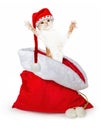 Funny Kitten Jumping Out of Santa Christmas Gift Bag