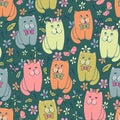Funny kitten seamless pattern