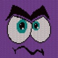 Funny knitting grimace over violet Royalty Free Stock Photo