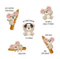 Funny koala stickers set