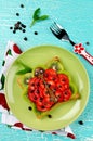 Funny ladybug face sandwich for kids snack food Royalty Free Stock Photo