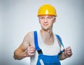 Funny lazy builder Royalty Free Stock Photo