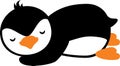 Funny lazy penguin. Simple flat drawing