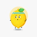 Funny lemon character running competition Royalty Free Stock Photo