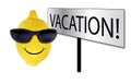 Funny lemon in sunglasses on vacation