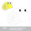 Funny lemon to be traced. Vector trace game.