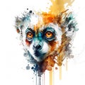 Funny lemur watercolor illustration. T-shirt graphics Royalty Free Stock Photo