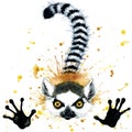 Funny lemur watercolor Royalty Free Stock Photo