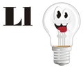 Funny light bulb and letters