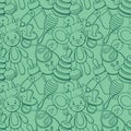 Funny line pictures seamless pattern blue