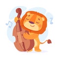 Funny Lion Character Playing Cello Music Instrument Vector Illustration Royalty Free Stock Photo