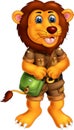 Funny Lion With Green Bag Cartoon