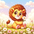 Funny lion illustration. Wild animals for children\'s illustrations