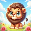 Funny lion illustration. Wild animals for children\'s illustrations