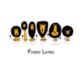 Funny lions, sketch for your design