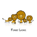 Funny lions, sketch for your design