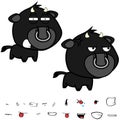 Furious Little big head black bull expressions set