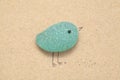 Funny little birds made of a piece of seaglass, with sketchily drawn legs and beak