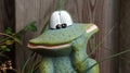 Funny little clay frog in the garden Royalty Free Stock Photo