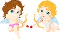 Funny little cupid aiming at someone Royalty Free Stock Photo