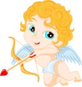 Funny little cupid boy aiming at someone Royalty Free Stock Photo
