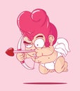 Funny little cupid. Illustration of a Valentine Day