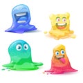 Funny little cute cartoon colorful glitter set Royalty Free Stock Photo