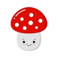 Funny little cute mushroom. A amanita, grebe. Cartoon vector illustration