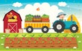 Funny Little Farmer Riding Tractor Royalty Free Stock Photo