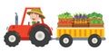 Funny Little Farmer Riding Tractor Royalty Free Stock Photo