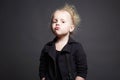 Funny little girl. grimace child. emotion kid Royalty Free Stock Photo