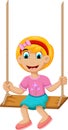 Funny Little girl plying swing