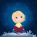 Little girl reading a book and dreaming Royalty Free Stock Photo