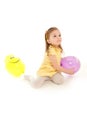 Funny little girl sitting on the floor Royalty Free Stock Photo