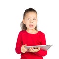 Funny Little Girl with Tablet Computer