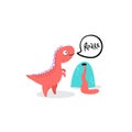 Funny little jurassic dinosaur cute card