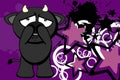 Funny little kawaii black bull cartoon background