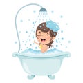 Funny Little Kid Having Bath