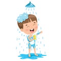 Funny Little Kid Having Bath