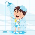 Funny Little Kid Having Bath