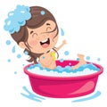 Funny Little Kid Having Bath