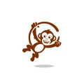 Funny Little Monkey Chimp. Vector Illustration. Royalty Free Stock Photo