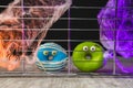 Funny little monster donut for halloween bright colors with little eyes Royalty Free Stock Photo