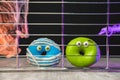 Funny little monster donut for halloween bright colors with little eyes Royalty Free Stock Photo