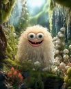 Funny little monster in the rainforest. Portrait of fantasy cartoon character. Generative AI Royalty Free Stock Photo